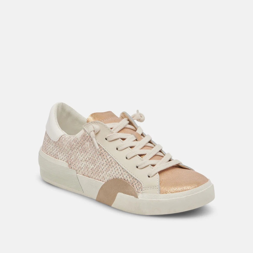 Dolce Vita Zina Sand Embossed Leather Sneakers